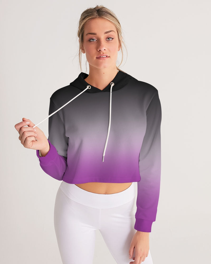 Asexual Pride Flag Ombre Cropped Pullover Hoodie