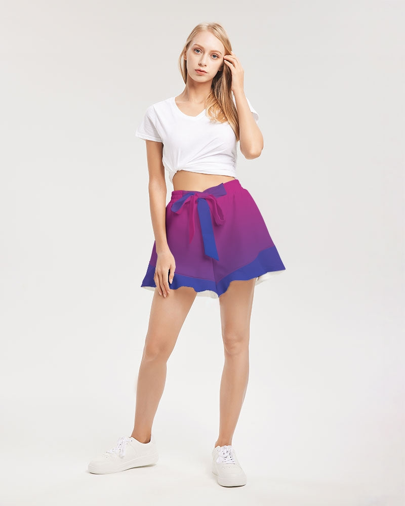 Bisexual Pride Flag Ombre Women’s High Waisted Ruffle Shorts