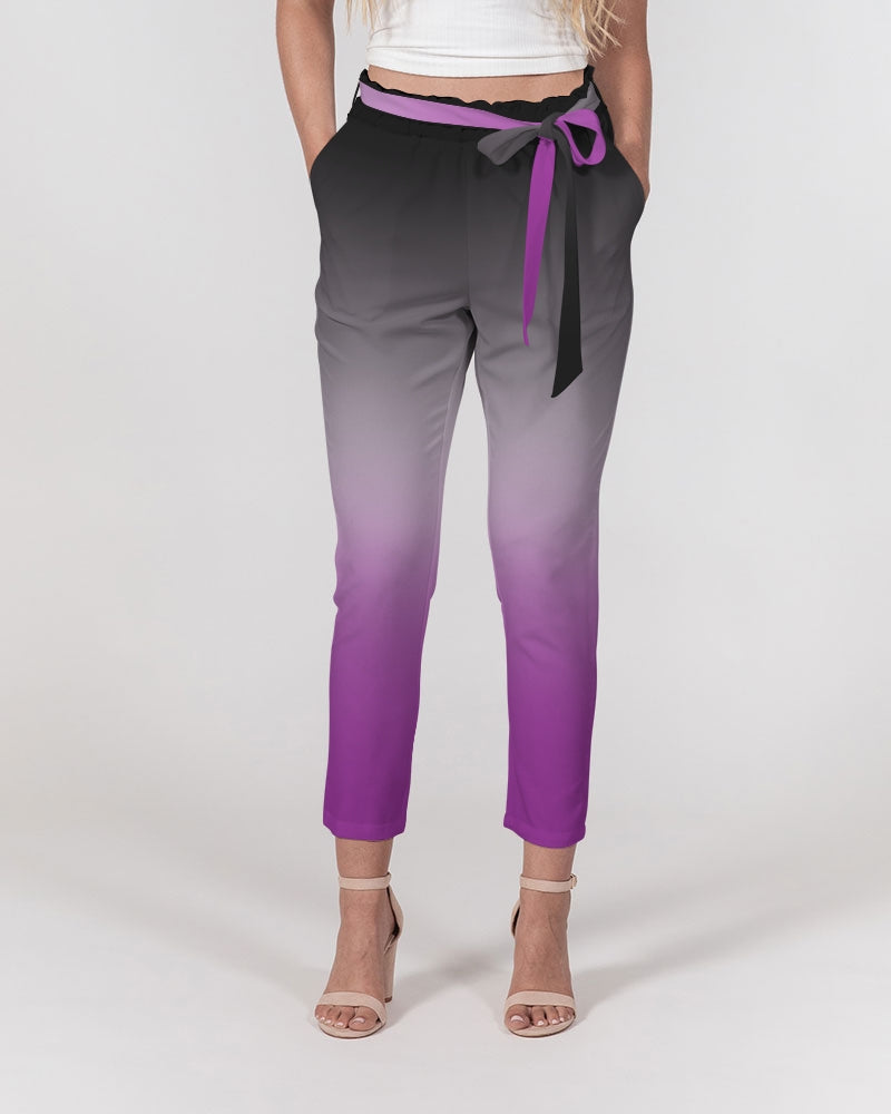 Asexual Pride Flag Ombre Belted Tapered Pants
