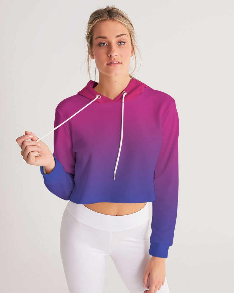 Bisexual Pride Flag Ombre Cropped Pullover Hoodie