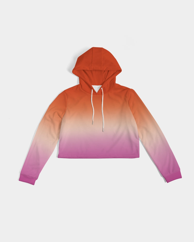 Lesbian Pride Flag Ombre Cropped Pullover Hoodie