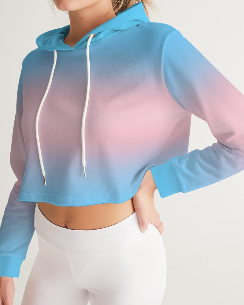 Transgender Pride Flag Ombre Cropped Pullover Hoodie