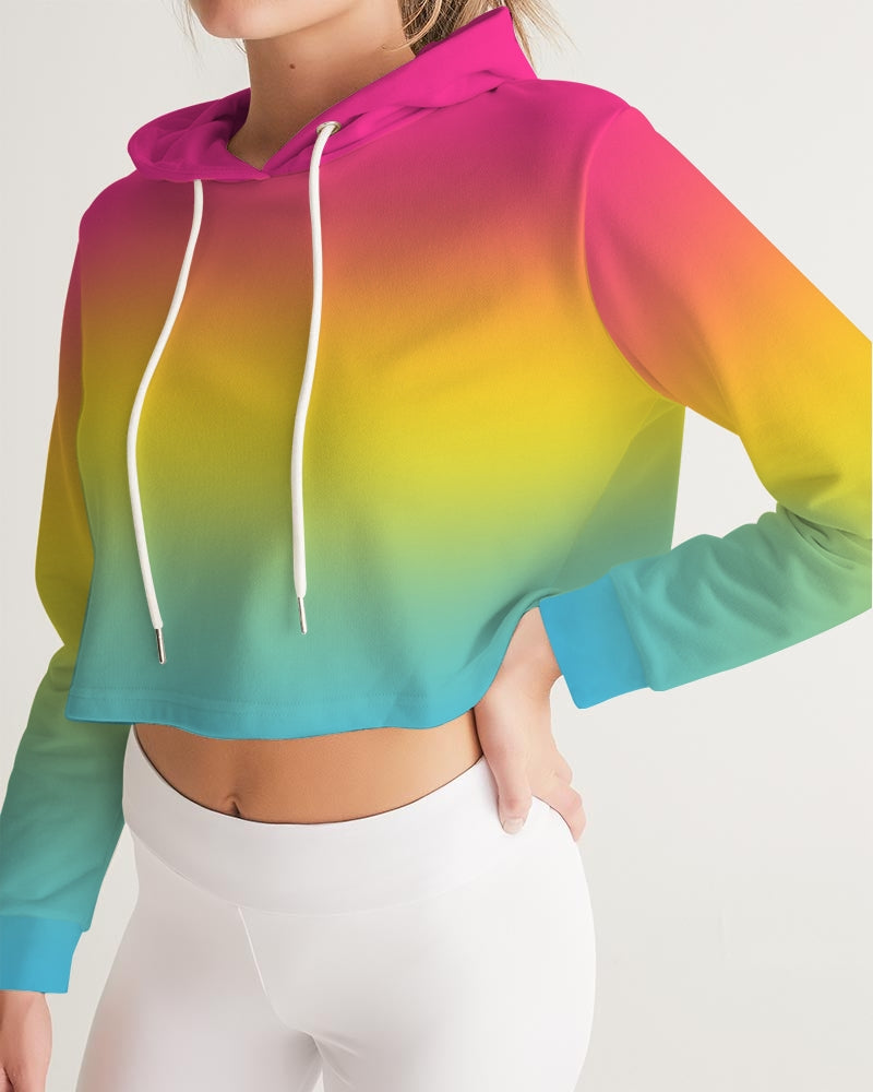 Pansexual Pride Flag Ombre Cropped Pullover Hoodie