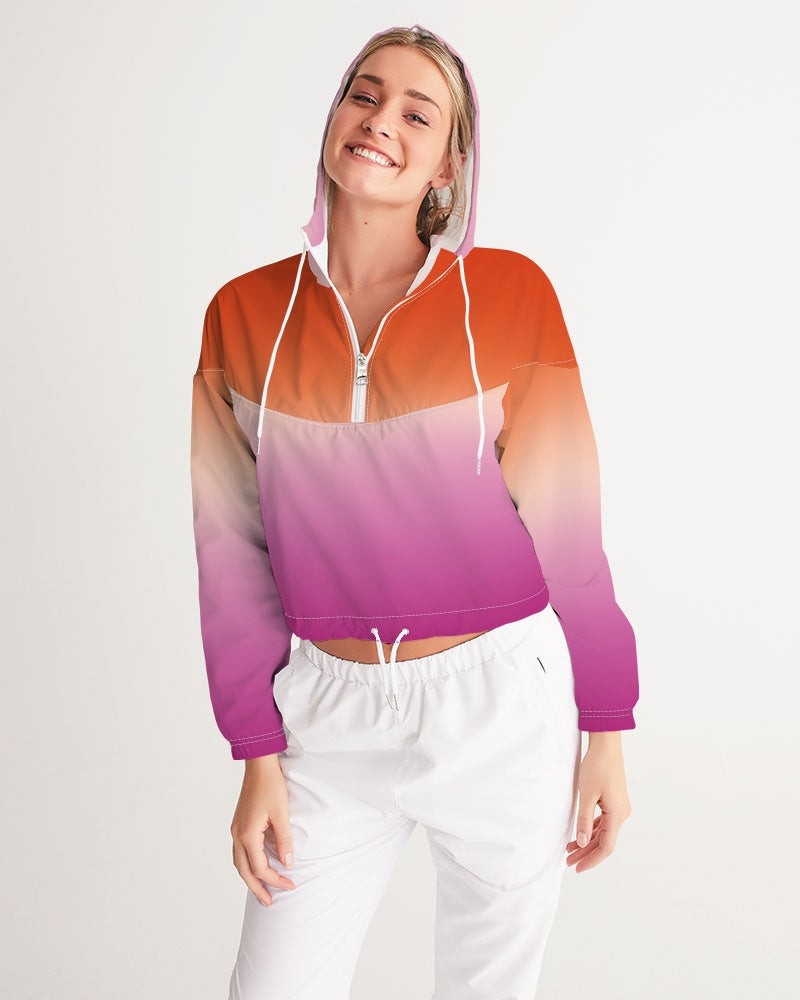 Lesbian Pride Flag Ombre Cropped Windbreaker