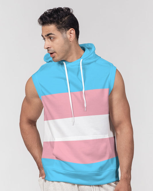 Transgender Pride Flag Sleeveless Pullover Hoodie