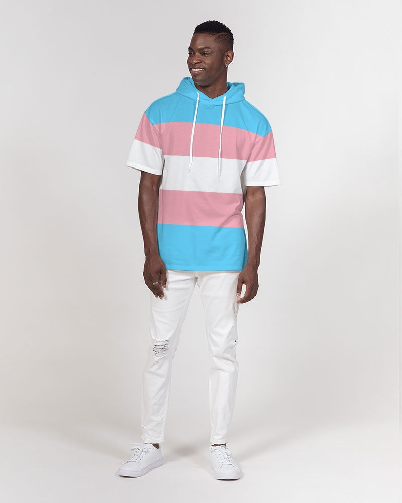 Transgender Pride Flag Premium Heavyweight Short Sleeve Pullover Hoodie