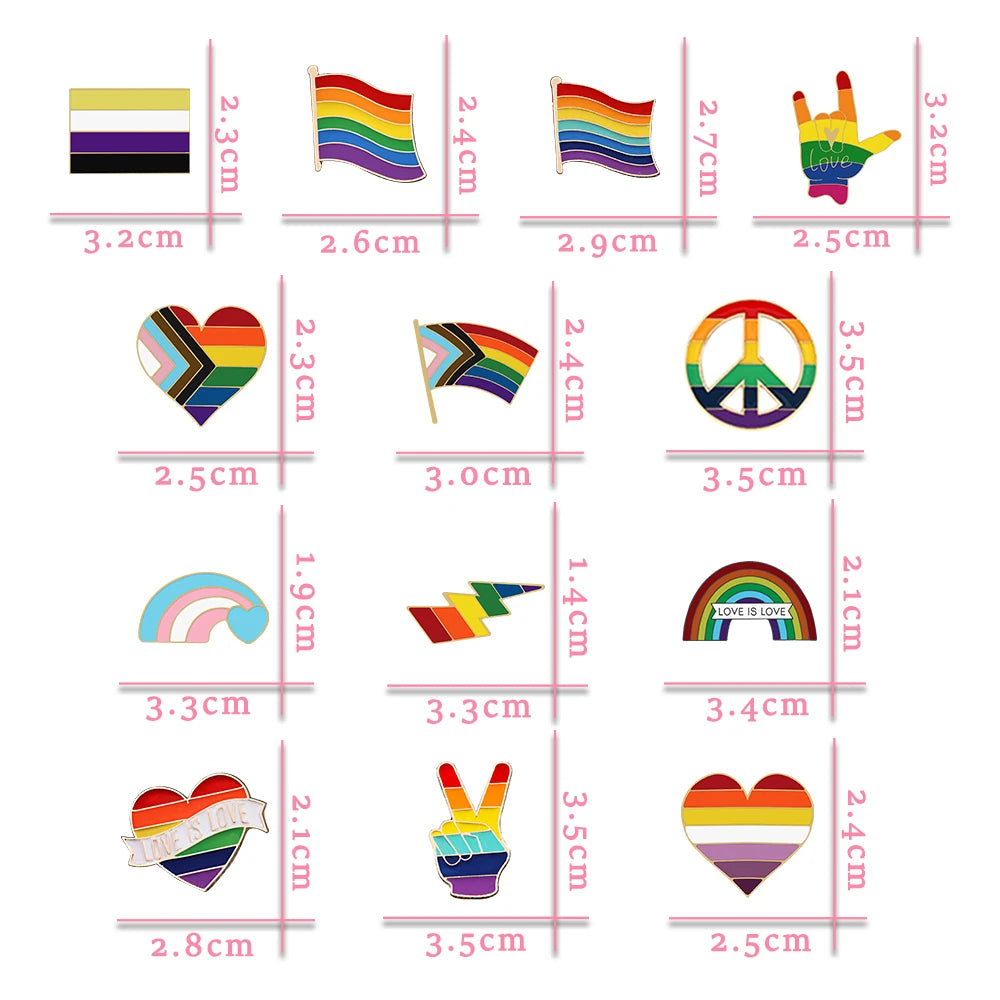 Inclusive LGBTQ+ Pride Pin Set – 3-6pcs Enamel Brooches with Progress, Trans, Nonbinary & Rainbow Flags