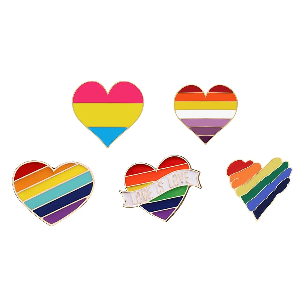 Inclusive LGBTQ+ Pride Pin Set – 3-6pcs Enamel Brooches with Progress, Trans, Nonbinary & Rainbow Flags