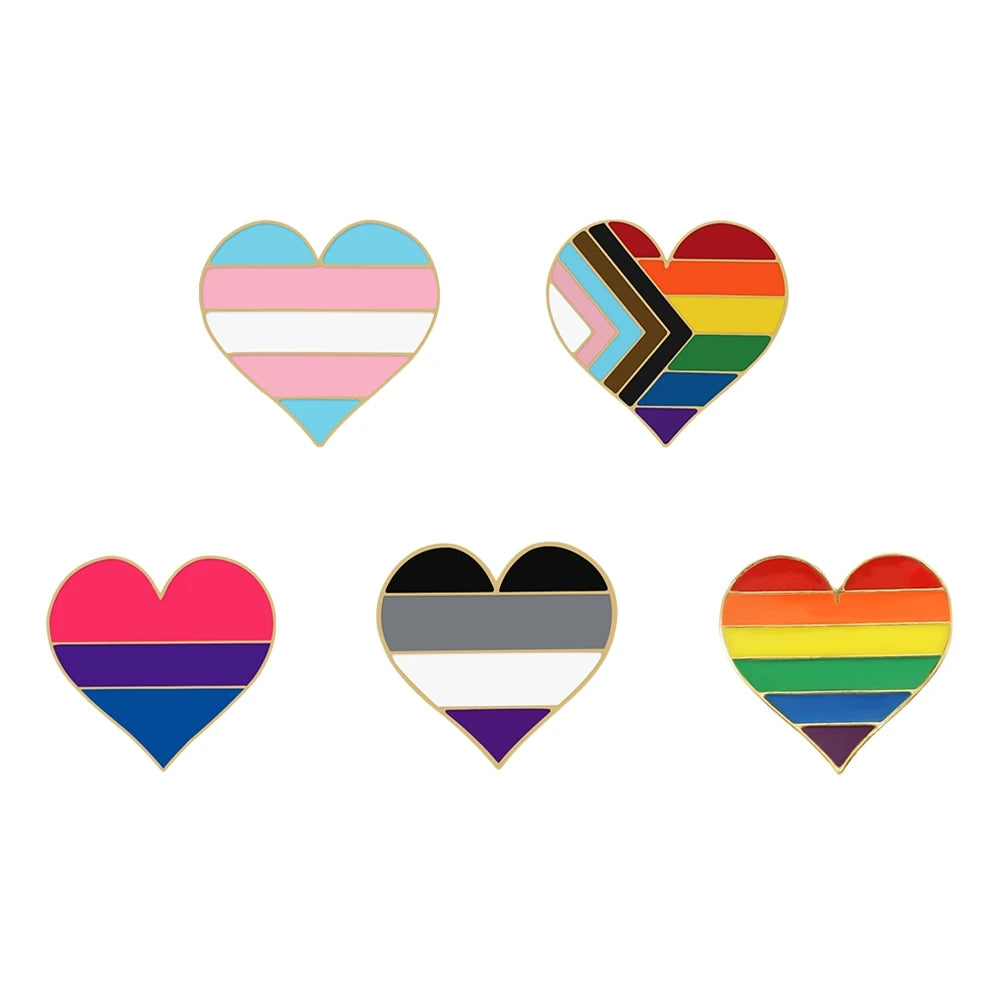 Inclusive LGBTQ+ Pride Pin Set – 3-6pcs Enamel Brooches with Progress, Trans, Nonbinary & Rainbow Flags
