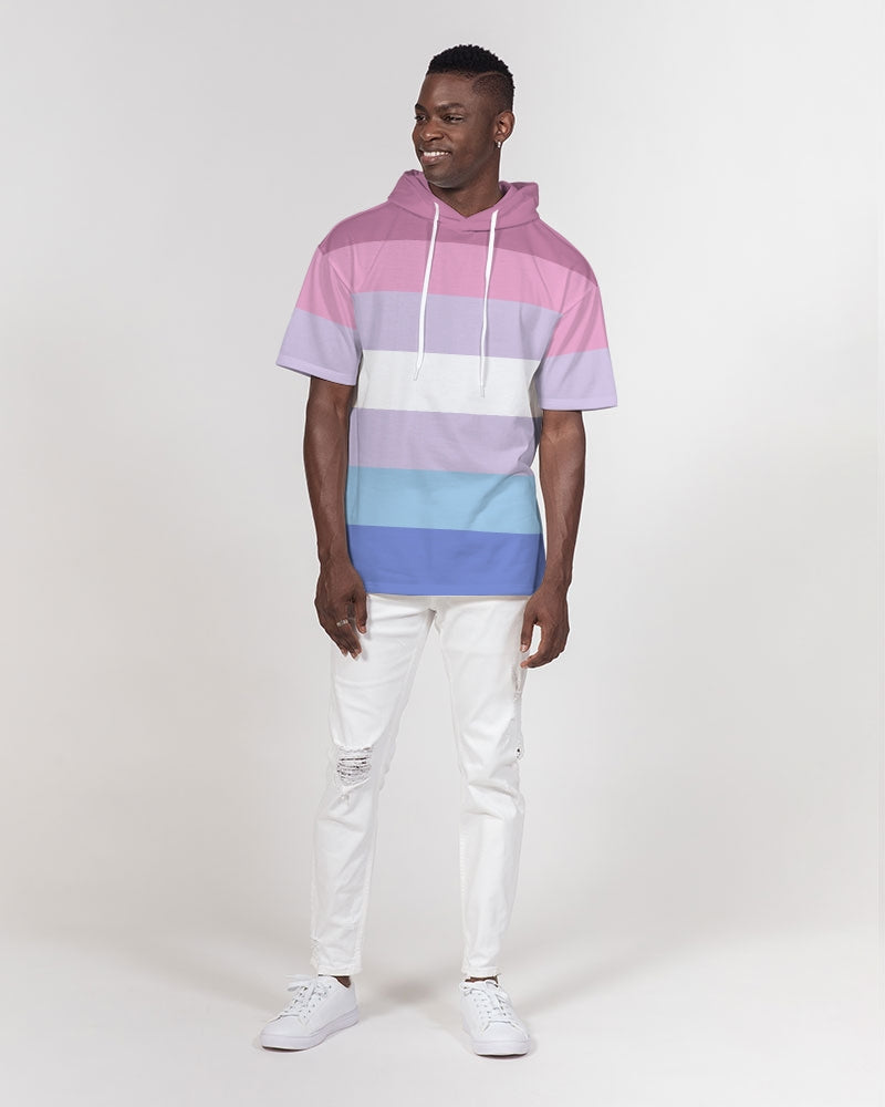 Bigender Pride Flag Short Sleeve Pullover Hoodie