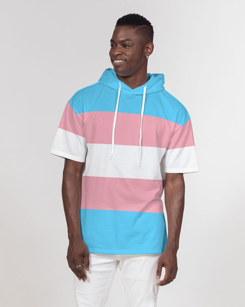 Transgender Pride Flag Premium Heavyweight Short Sleeve Pullover Hoodie