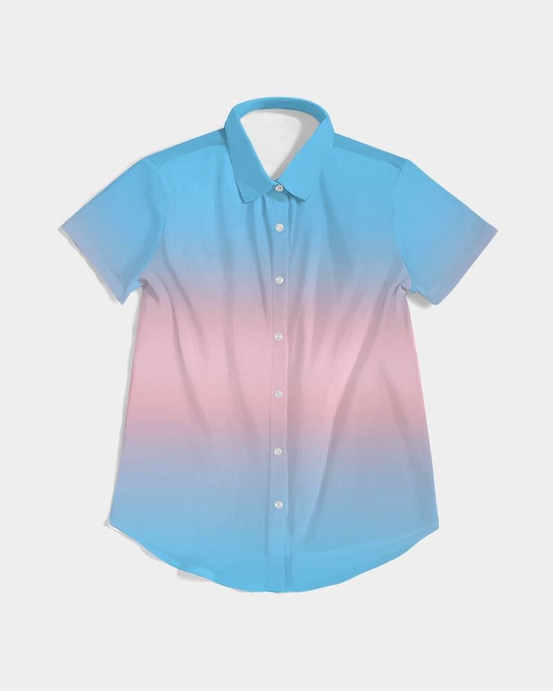 Transgender Pride Flag Ombre Short Sleeve Button-Up Shirt