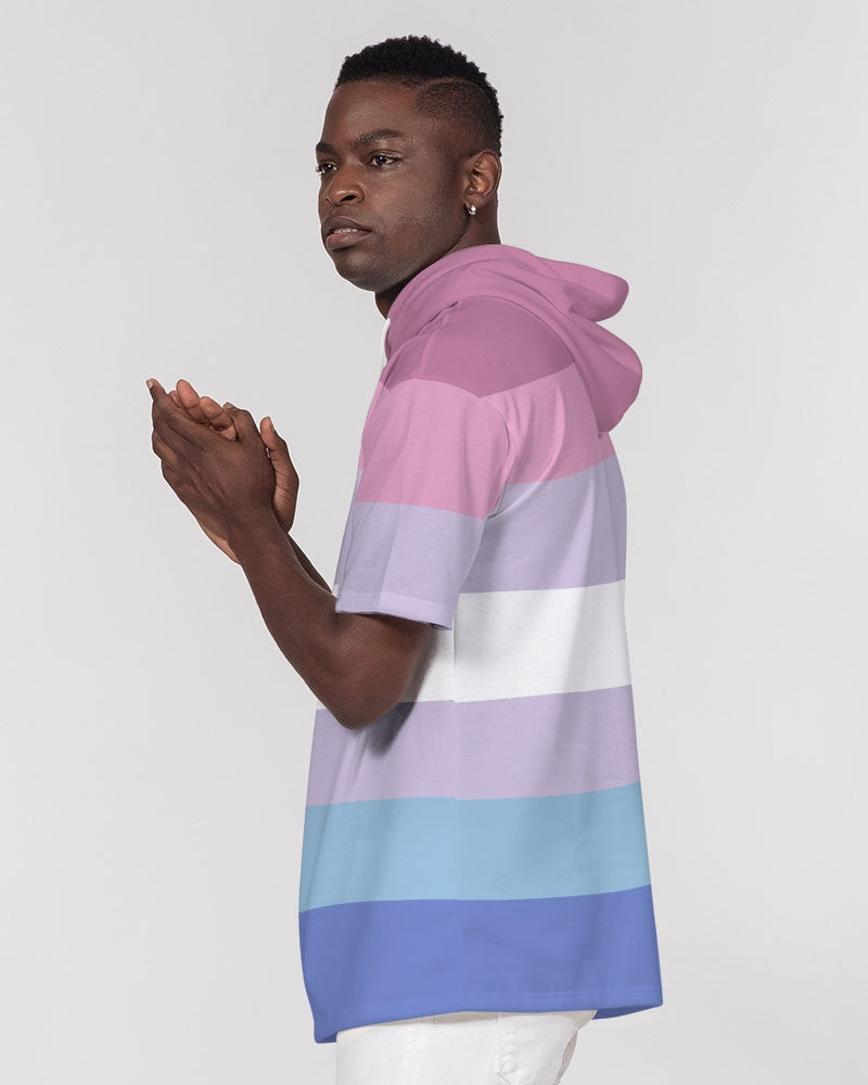 Bigender Pride Flag Short Sleeve Pullover Hoodie