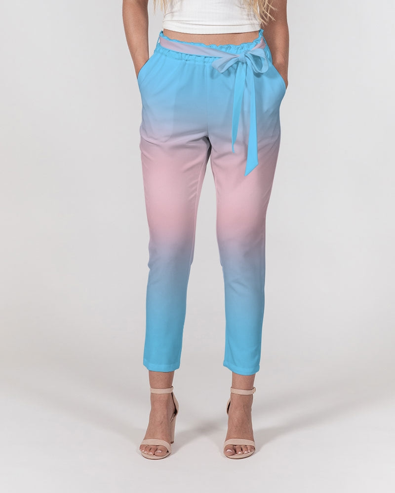Transgender Pride Flag Ombre Belted Tapered Pants