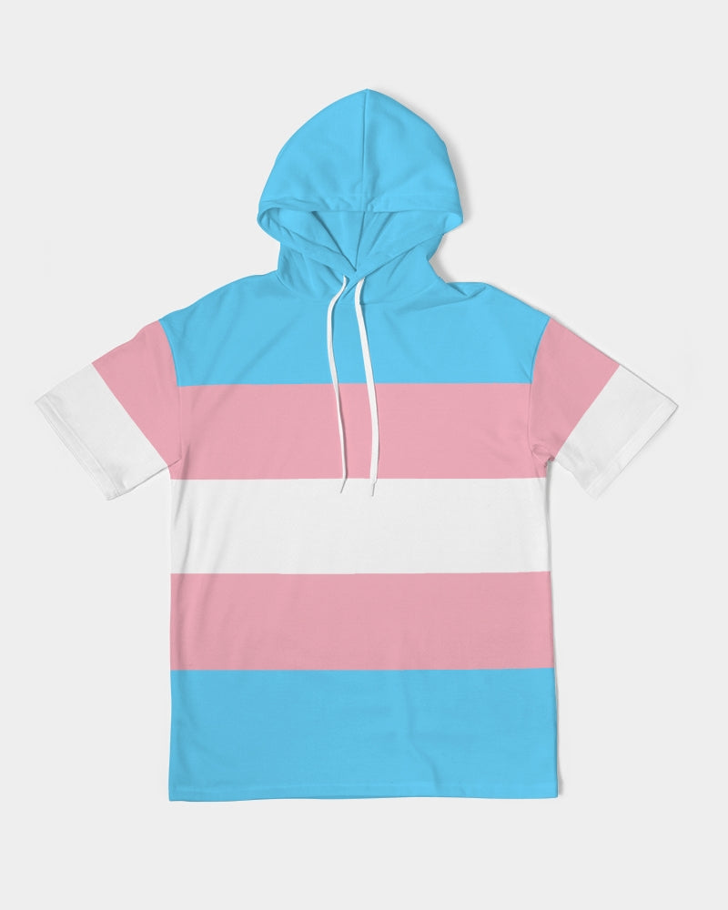 Transgender Pride Flag Premium Heavyweight Short Sleeve Pullover Hoodie