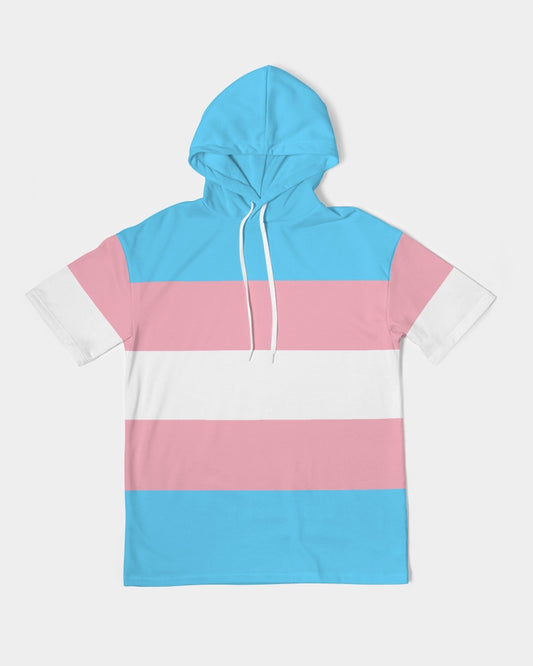 Transgender Pride Flag Premium Heavyweight Short Sleeve Pullover Hoodie