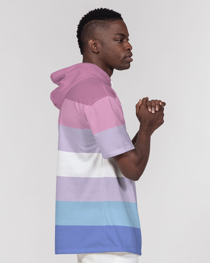 Bigender Pride Flag Short Sleeve Pullover Hoodie