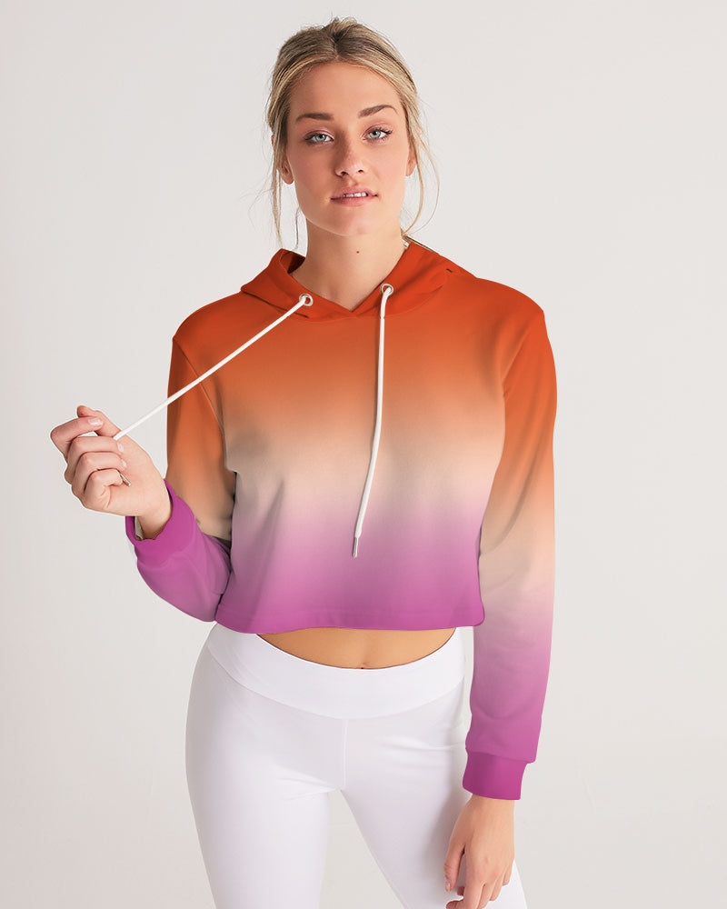 Lesbian Pride Flag Ombre Cropped Pullover Hoodie