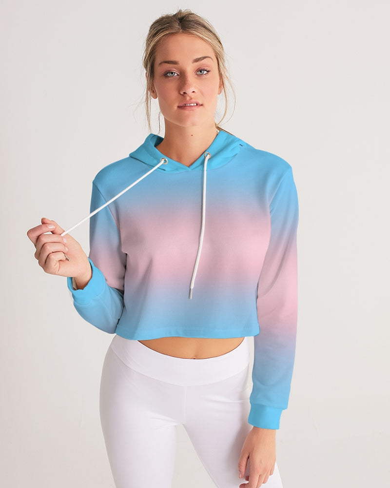Transgender Pride Flag Ombre Cropped Pullover Hoodie