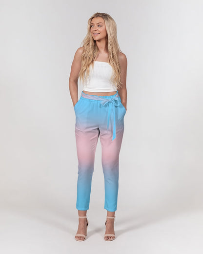 Transgender Pride Flag Ombre Belted Tapered Pants