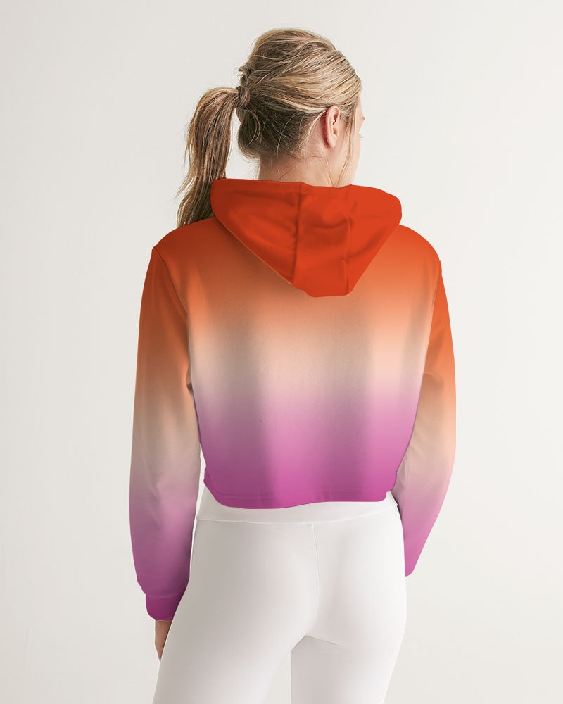 Lesbian Pride Flag Ombre Cropped Pullover Hoodie