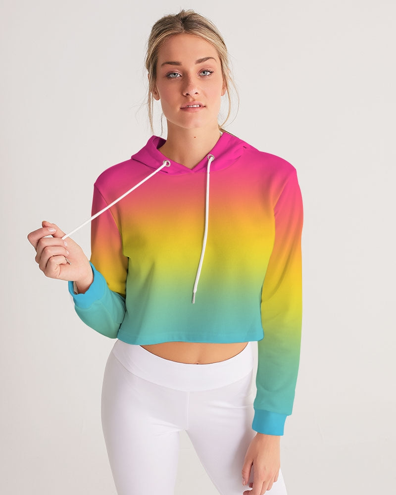 Pansexual Pride Flag Ombre Cropped Pullover Hoodie
