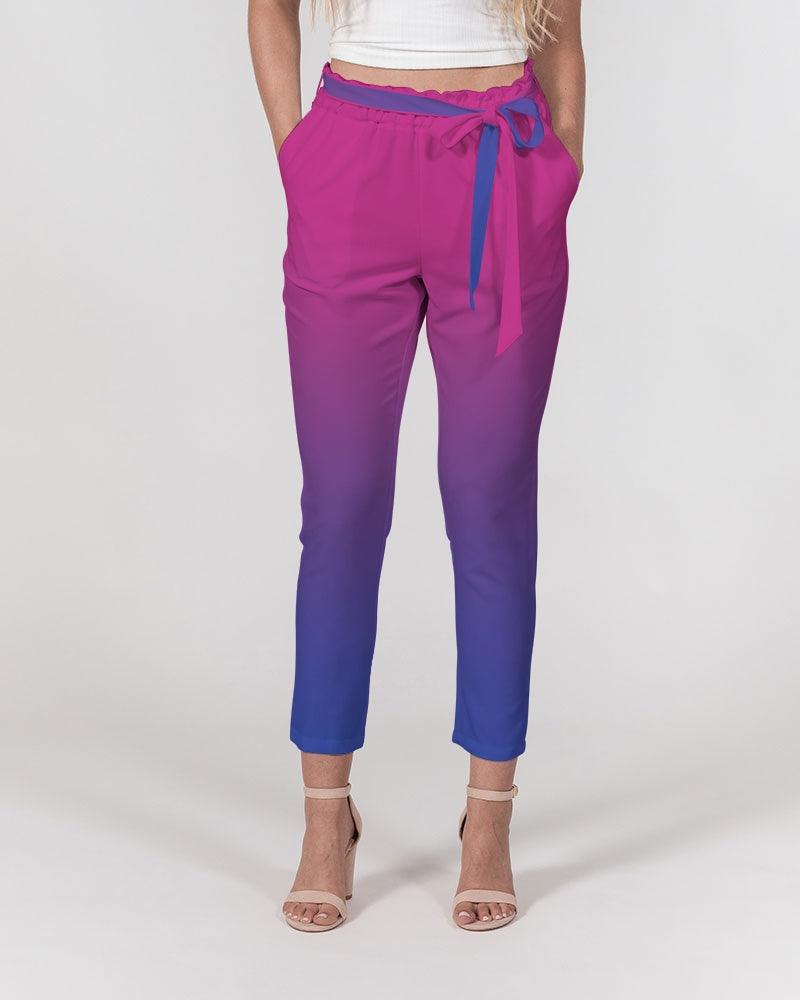 Bisexual Pride Flag Ombre Belted Tapered Pants