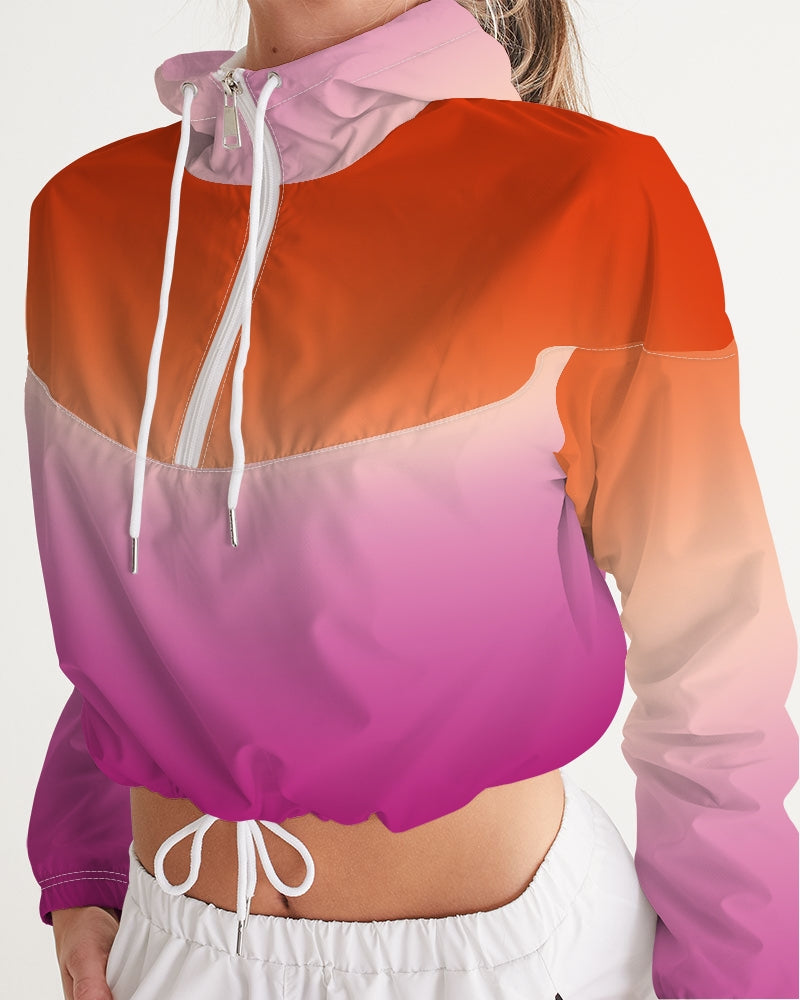 Lesbian Pride Flag Ombre Cropped Windbreaker