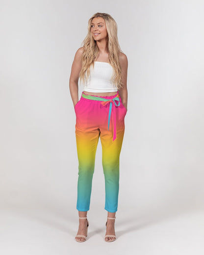 Pansexual Pride Flag Ombre Belted Tapered Pants