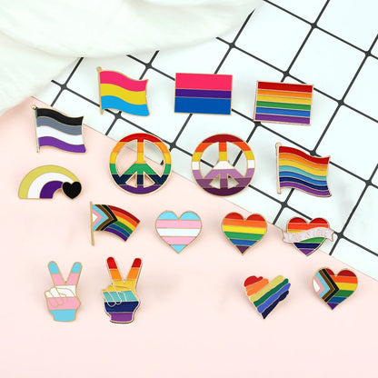 Inclusive LGBTQ+ Pride Pin Set – 3-6pcs Enamel Brooches with Progress, Trans, Nonbinary & Rainbow Flags