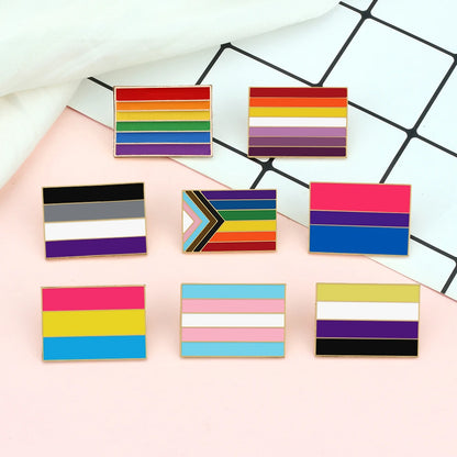 Inclusive LGBTQ+ Pride Pin Set – 3-6pcs Enamel Brooches with Progress, Trans, Nonbinary & Rainbow Flags
