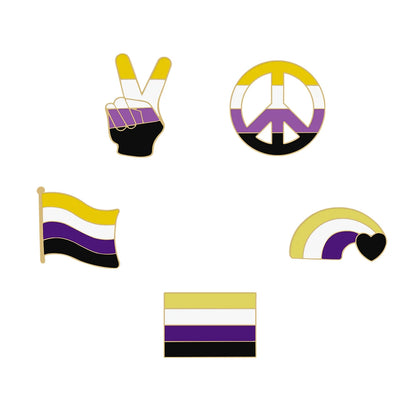 Inclusive LGBTQ+ Pride Pin Set – 3-6pcs Enamel Brooches with Progress, Trans, Nonbinary & Rainbow Flags