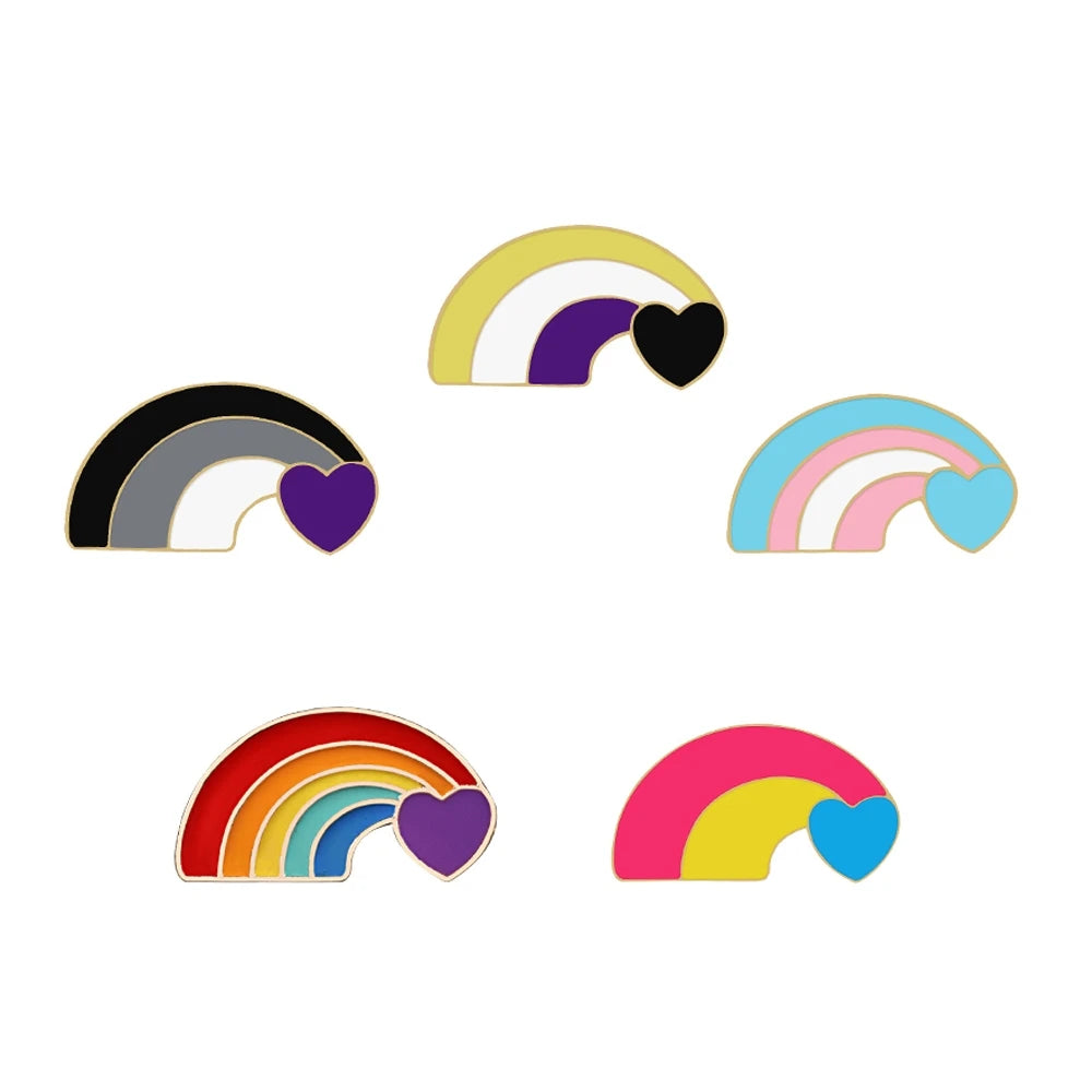 Inclusive LGBTQ+ Pride Pin Set – 3-6pcs Enamel Brooches with Progress, Trans, Nonbinary & Rainbow Flags