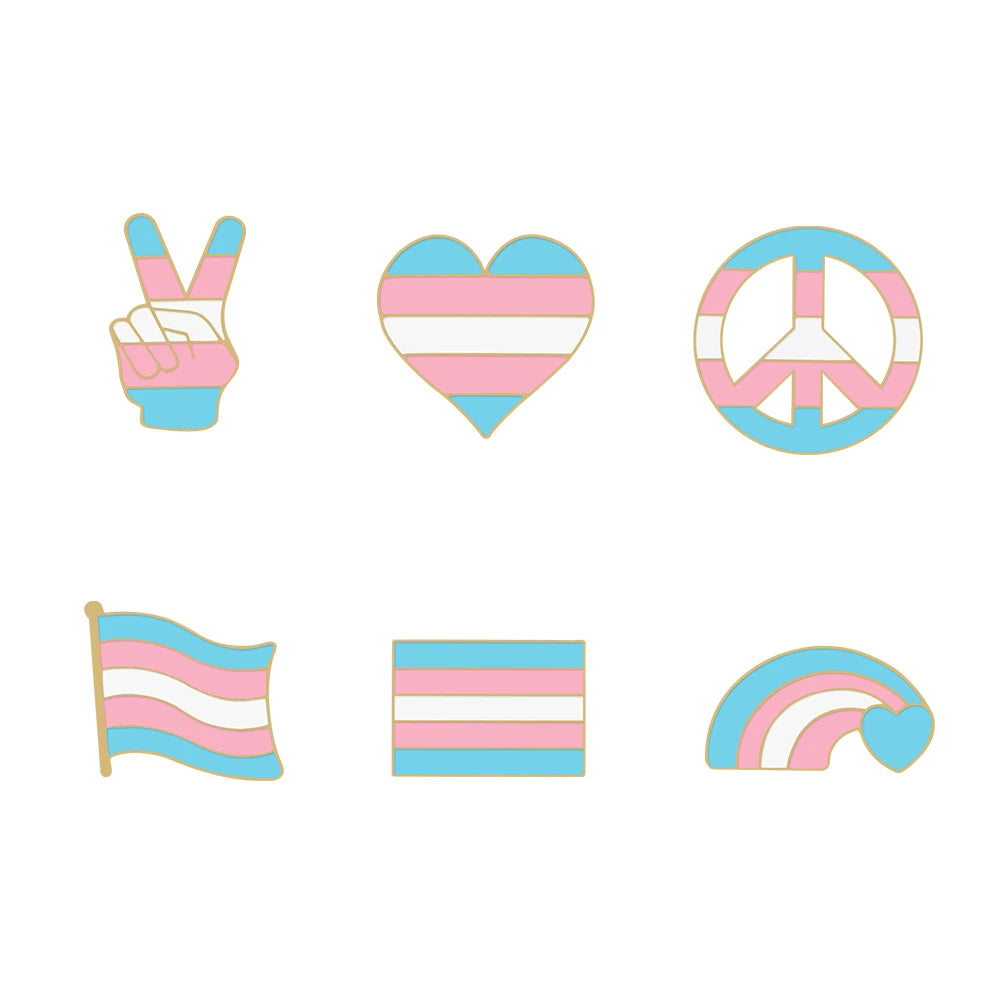Inclusive LGBTQ+ Pride Pin Set – 3-6pcs Enamel Brooches with Progress, Trans, Nonbinary & Rainbow Flags