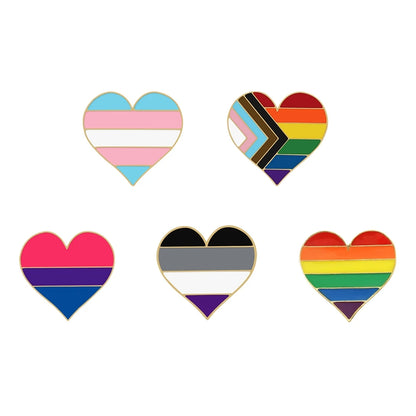 Inclusive LGBTQ+ Pride Pin Set – 3-6pcs Enamel Brooches with Progress, Trans, Nonbinary & Rainbow Flags