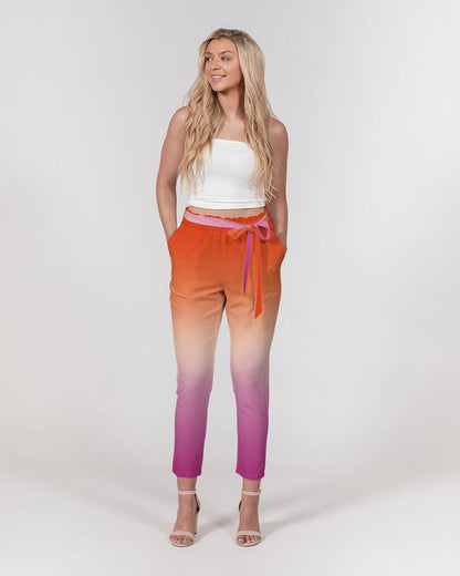 Lesbian Pride Flag Ombre Belted Tapered Pants