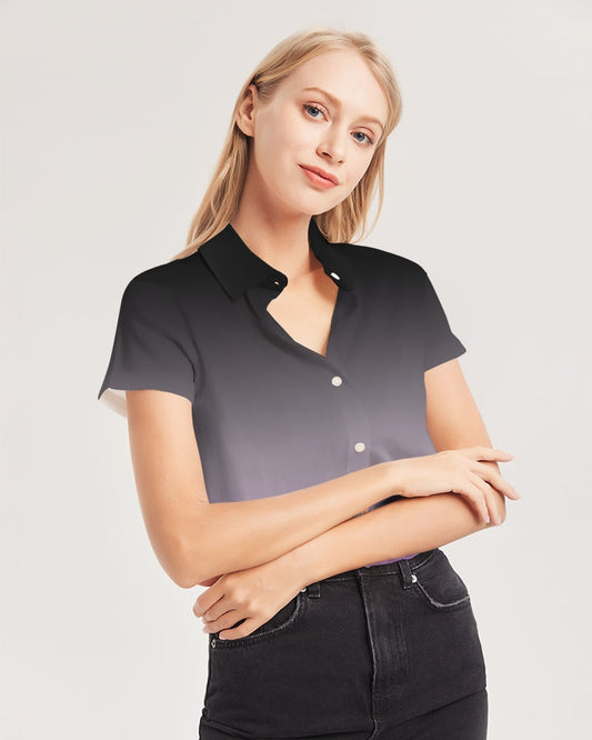 Asexual Pride Flag Ombre Short Sleeve Button-Up Shirt