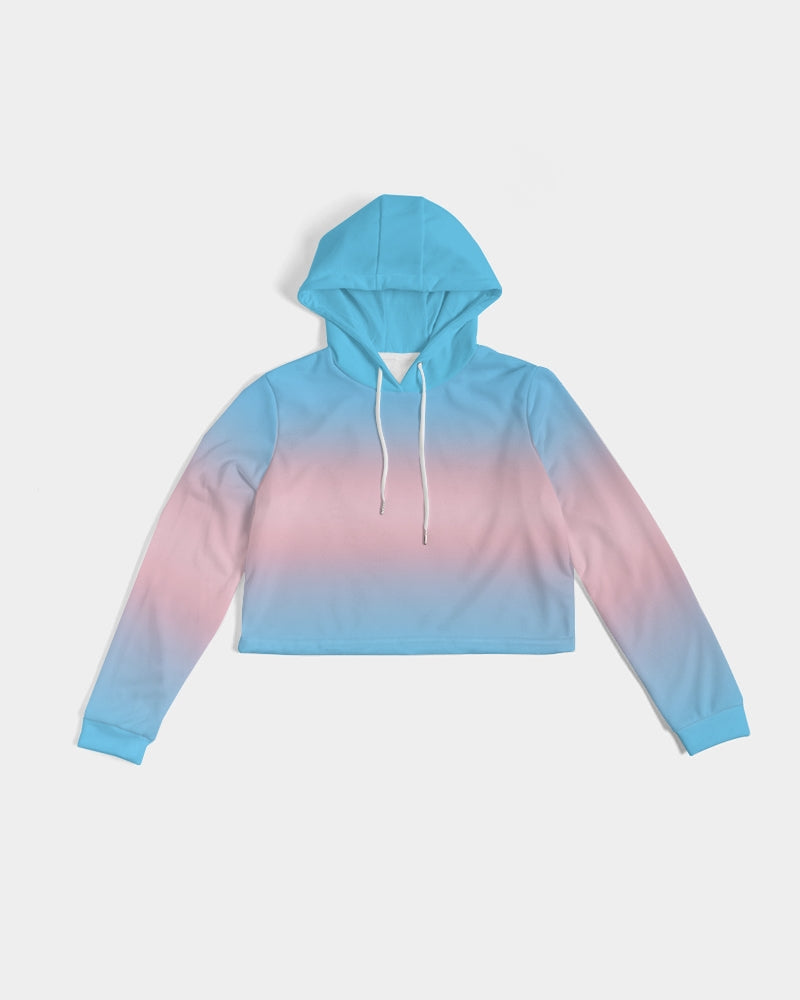 Transgender Pride Flag Ombre Cropped Pullover Hoodie