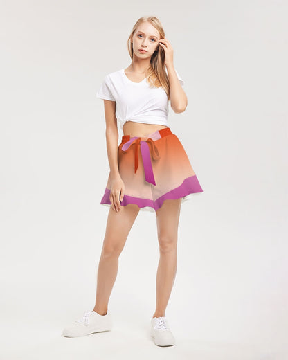 Lesbian Pride Flag Ombre Women’s High Waisted Ruffle Shorts