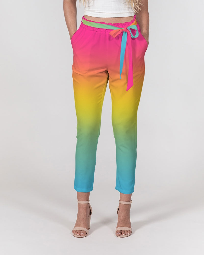 Pansexual Pride Flag Ombre Belted Tapered Pants